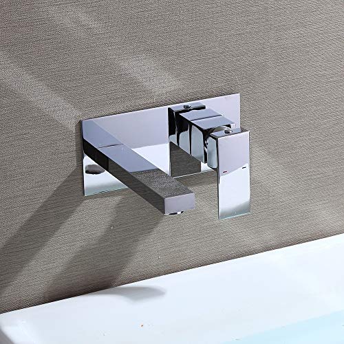 HOMELODY Grifo de Lavabo para Montaje en Pared Monomando para Baño Grifería Anti-ruido ABS Aireador sin Salpicaduras