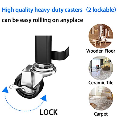 HomeMagic Se Puede Plegar sin instalación Carrito de Cocina de 3 Niveles con Ruedas, Carro de Almacenaje con Asa, Carrito Auxiliar Multifuncional para Baño, Cocina, Oficina, Salón & SPA (02)