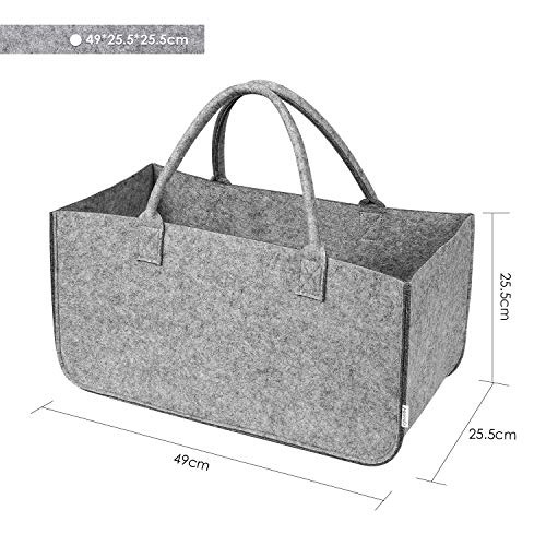 Homfa 2Pcs Bolsa Compra Reutilizable Bolsa Fieltro Plegable para Almacenamiento Cesta de Leñas con Mangos 49x25.5x25.5cm Gris