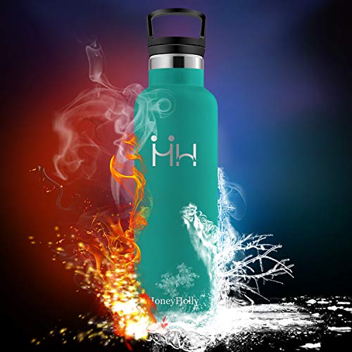 HoneyHolly Botella de Agua Acero Inoxidable sin BPA 350ml/500ml/600ml/750ml, Aislamiento de Vacío de Doble Pared, Botellas Frío/Caliente, Reutilizable para Niños, Colegio, Sport, Gimnasio, Bicicleta