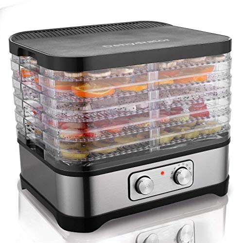 Hopekings Deshidratador Alimentos 5 Pisos, Deshidratadora de Frutas y Verduras 250W, Termostato ajustable 35-70 ° C, Negro