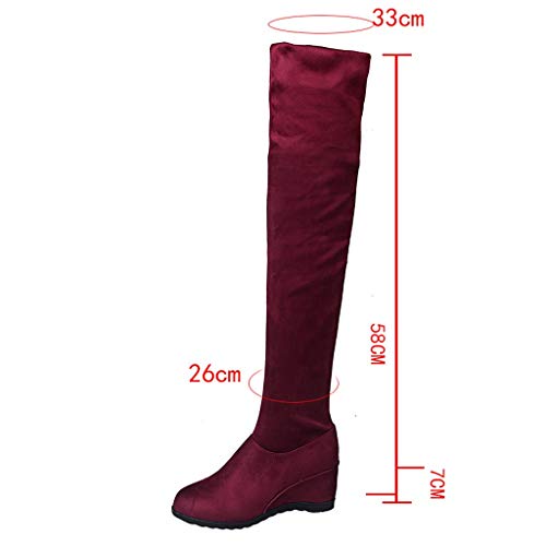 HoSayLike Botas Mujer 2019 Botas De Mujer Altas Botas De Mujer sobre La Rodilla Botas Botas EláSticas Invierno CuñA Slip-On Color SóLido Zapatos De Mujer