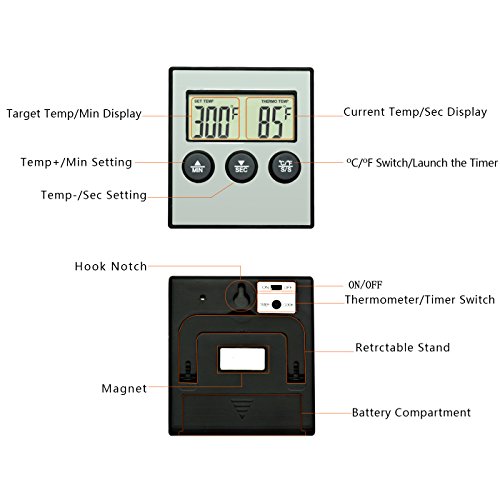 Hotloop - Termómetro y temporizador digital para horno y cocina para barbacoa con sonda