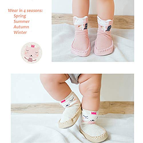 Hoylson Calcetines para Bebés Niña Niño Anti Deslizante Zapatillas Primera Infancia (XS: 0-10 mes, style-4)