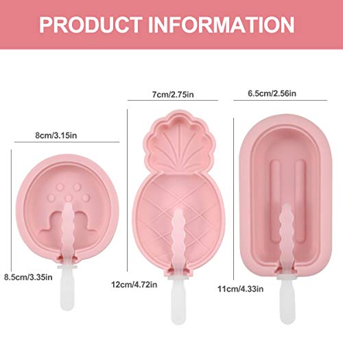 HQdeal 3 Piezas Molde de Helado de Silicona, Moldes para Paletas de Hielo, Fabricantes de Paletas de Hielo, Moldes de Polos Libre de BPA y Reutilizable, DIY Molde Hielo para Adultos y Niños