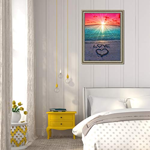 HQdeal 5D Kit Completo de Pintura de Diamante, Playa Cielo Amor Bordado de Diamantes de Imitación para Adultos Relájese en Punto de Cruz Artes de Artes Pegadas para Decoración de Paredes