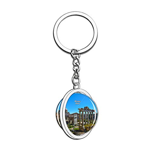 Hqiyaols Keychain Italia Foro Romano Roma Cristal Girar Acero Inoxidable Llavero Viajes Ciudad Recuerdo Llavero