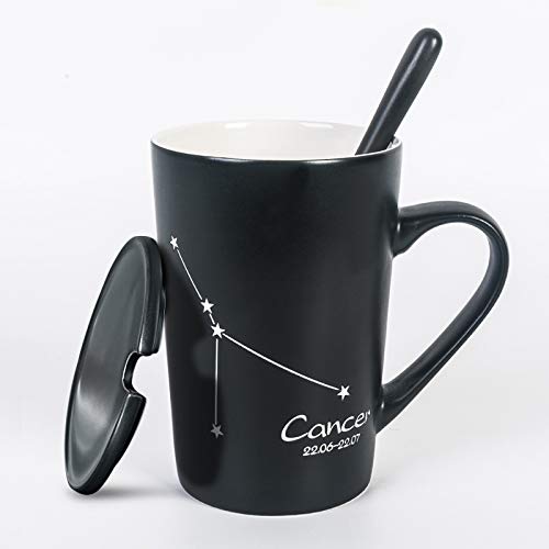 HRDZ Taza Creativa con Tapa Cuchara Personalidad Pareja Taza de cerámica Taza de café Masculina Taza de Agua