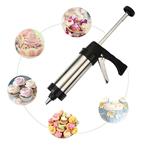 HUAFA 23CM acero inoxidable Cookie Press / Icing decorar pistola establece para la decoración de la torta (22 Piezas)