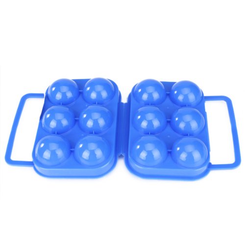 Huevera de plástico plegable, para 6 huevos, color azul