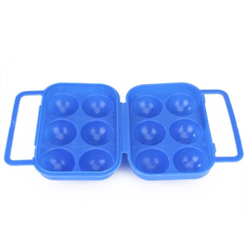 Huevera de plástico plegable, para 6 huevos, color azul