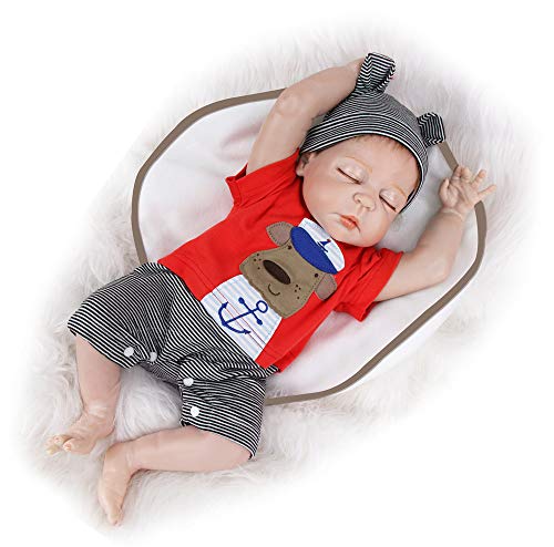 HXUEE 20 Pulgadas 50 cm Hecho a Mano Cuerpo Completo de Silicona Bebes Reborn Baby Dolls Niños Niños pequeños Muñeca Reborn Bebé Niño recién Nacidos durmientes Juguetes magnéticos