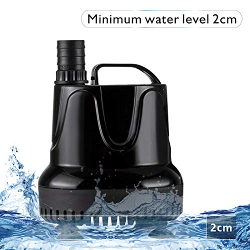 Hygger Bomba de Agua, Bomba Sumergible Silenciosa Succión del Fondo 1500L/H Bomba para Acuario,Estanques,Jardines de Agua,Filtración,Piscina Inflable,Fuentes Altura Máxima 2.2m (40W)