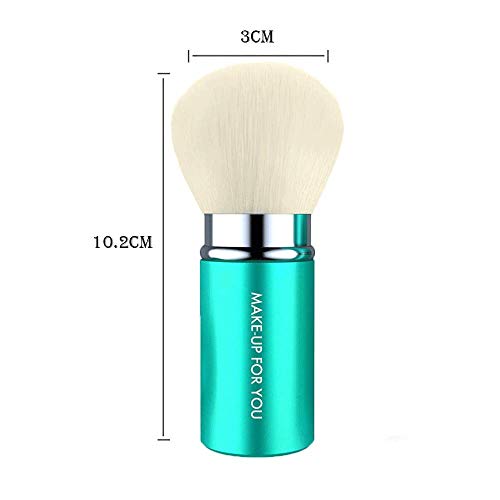 HZUSS - Brocha facial multifunción para colorete, maquillaje mineral, polvos sueltos, bronceadores, maquillaje, mini brocha de maquillaje Kabuki de viaje para niñas y mujeres, color verde