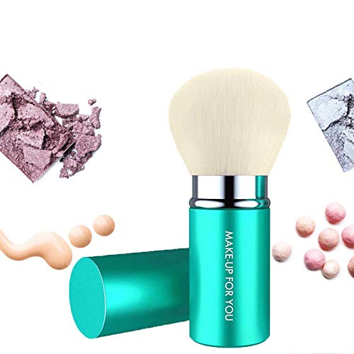 HZUSS - Brocha facial multifunción para colorete, maquillaje mineral, polvos sueltos, bronceadores, maquillaje, mini brocha de maquillaje Kabuki de viaje para niñas y mujeres, color verde