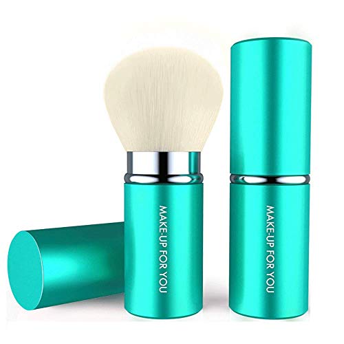 HZUSS - Brocha facial multifunción para colorete, maquillaje mineral, polvos sueltos, bronceadores, maquillaje, mini brocha de maquillaje Kabuki de viaje para niñas y mujeres, color verde