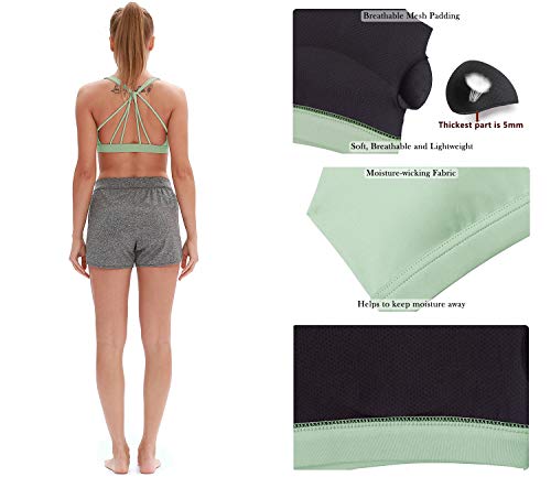 icyzone Sujetador Deportivo Yoga Diseño de Tirantes Cruzados en la Espalda Ejercicio Fitness Ropa Interior para Mujer (M, Pastel Verde)