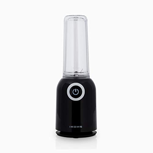 IKOHS Batidora de Vaso OSIT - Batidora de Vaso Individual para Smoothies y Batidos, 250 W, 400 ml, Portátil, Cuchillas de Acero Inoxidable, 230W, Libre de BPA, Diseño Exclusivo (Negro)