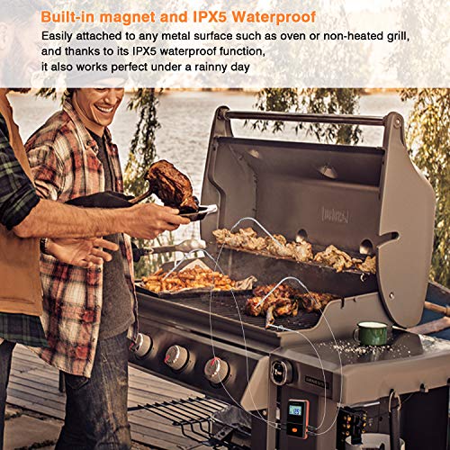 Inkbird IRF-4S Termómetros de Asado para Carne/Horno/Parrilla, Inalámbrico e impermeable de agua 1500 Pies de Señal 1000 mAh Li-Batería