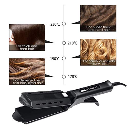 inshias Plancha De Pelo Vapor, Ceramic Tourmaline Ionic Flat Iron Hair Straightener, Voltaje Dual, Calentamiento InstantáNeo, Temperatura Ajustable, para Todo Tipo De Cabello