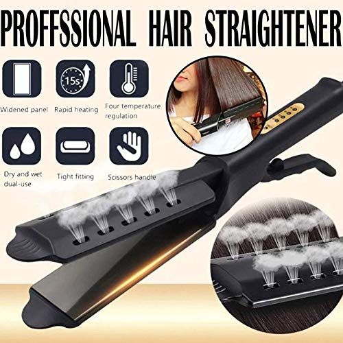 inshias Plancha De Pelo Vapor, Ceramic Tourmaline Ionic Flat Iron Hair Straightener, Voltaje Dual, Calentamiento InstantáNeo, Temperatura Ajustable, para Todo Tipo De Cabello