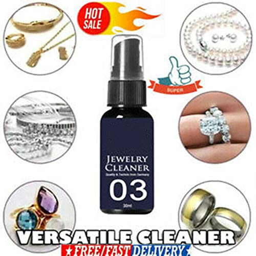 Instant Shine Jewelry Cleaner, Jewelry Gold Watch Diamond Ring Cleaning Spray, Ultrasonic Tarnish Remover Jewellery Cleaner Fluid, No Tóxico Inofensivo (30ML)