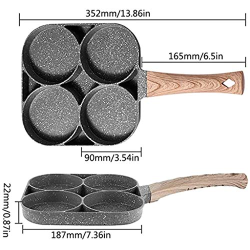 Integrity Sartén para Huevos, Sartén Redonda Antiadherente De 4 Orificios para Panqueques, Cocina para Hacer Hamburguesas con Huevos Fritos, Herramienta De Cocina para El Desayuno, Cocina Casera