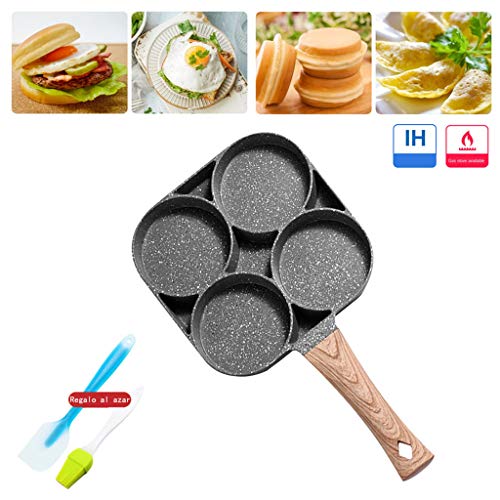 Integrity Sartén para Huevos, Sartén Redonda Antiadherente De 4 Orificios para Panqueques, Cocina para Hacer Hamburguesas con Huevos Fritos, Herramienta De Cocina para El Desayuno, Cocina Casera