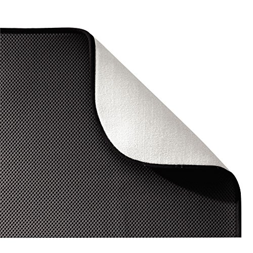 InterDesign iDry Tapete de Cocina, Alfombrilla escurreplatos pequeña y Fina Fabricada en poliéster para un Secado de Platos rápido, Negro/Blanco