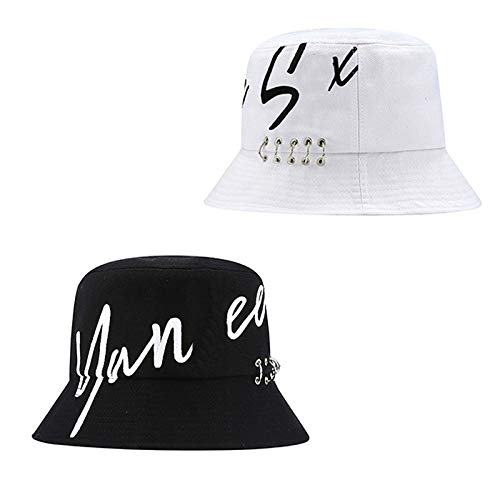 Invierno cálido Mantener Sombrero Pareja de Mujeres Sombrero de aro aro Blanco y Negro con el Dinero ollas Sol Sombrero Sombrero de Sombra Tamaño Masculina (Color : Black White, Size : One Size)