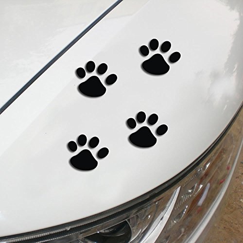 ISKYBOB 12 Piezas Pegatinas Para Pared Coche Moto Ventanas Libreta Ipad Calcomanías De Huella De Perrito Gato(Negro)