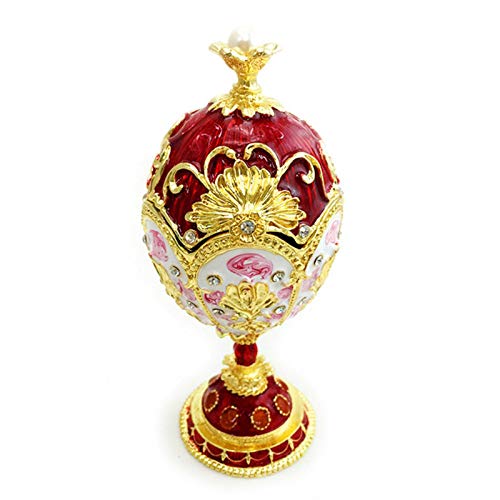 Jannyshop Pintado Esmalte Faberge Pascua Metal Huevo Caja de Baratija Decoración la Boda, Hogar