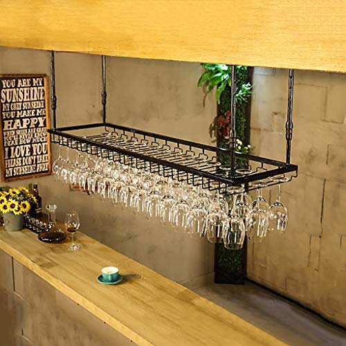 JHGJBJ Soportes para Copas Sostenedor del Vidrio de Vino Sostenedor del cubilete Colgando Estante del Vidrio de Vino Bar Escritorio Bar Club (Color : Negro, Tamaño : 60 * 35cm)