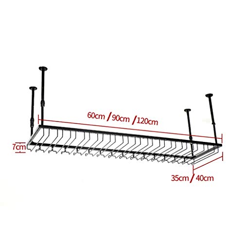 JHGJBJ Soportes para Copas Sostenedor del Vidrio de Vino Sostenedor del cubilete Colgando Estante del Vidrio de Vino Bar Escritorio Bar Club (Color : Negro, Tamaño : 60 * 35cm)