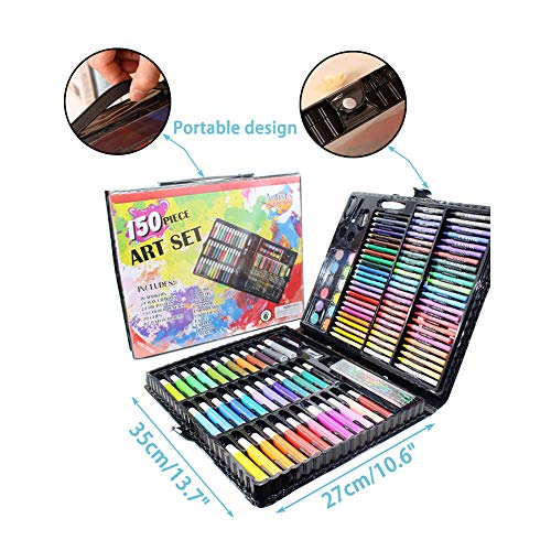 JiaHome Juego de Herramientas de Dibujo para niños, 154 Piezas Actividad Creativa Ceras Colores Lapiceros Acuarelas Rotuladores | Kit Artistico Ideal Regalar| Juego de Dibujo Pintura Moldes