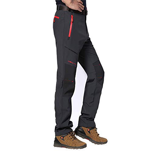 JIANYE Pantalon Softshell Hombre Pantalones de Montaña Impermeable Pantalon Trekking Caliente Pantalones Invierno Gris XS