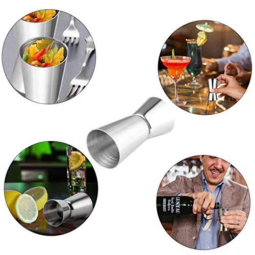 Jicyor Vaso Medidor Cocktail Double, 4pcs Acero Inoxidable Drink Coctelera Jigger + 4pcs Bebidas Alcoholicas Vertedores Boquilla Cónica para Bar Fiesta Vino Cóctel Bebida