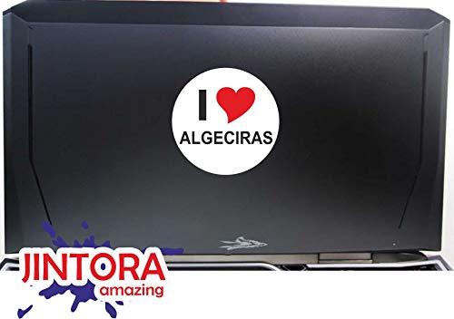 JINTORA - Adesivo/adesivo Auto I Love Heart - I Love ALGECIRAS - JDM/Die Cut/OEM - Lunotto posteriore - Auto - portatile - esterno, Rotondo, misura: 80mm