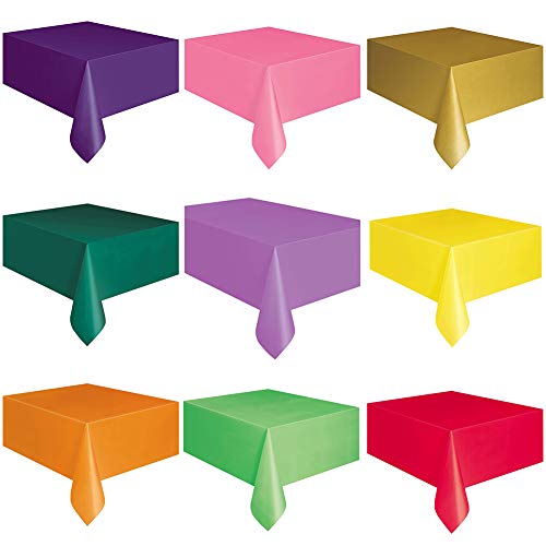 Jiyoujianzhu - Mantel desechable de plástico de color sólido para fiestas y catering (137 x 183 cm) dorado