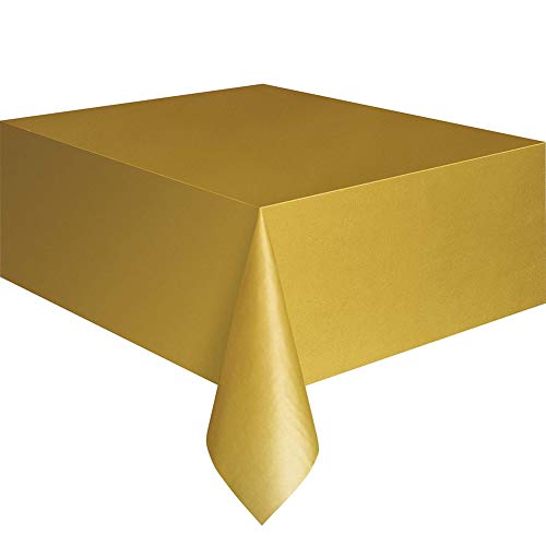 Jiyoujianzhu - Mantel desechable de plástico de color sólido para fiestas y catering (137 x 183 cm) dorado
