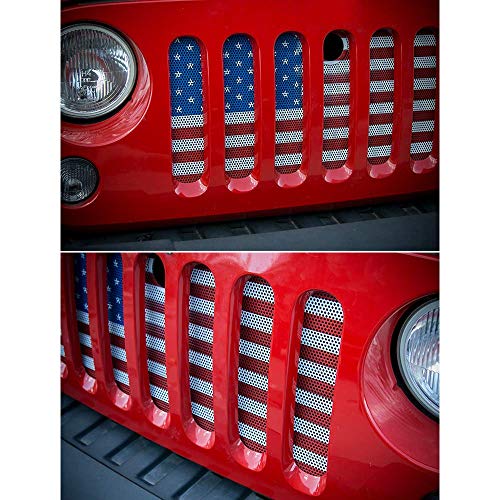 JK Front Grille Insert Mesh Net with Key Hood Lock Hole for 2007-2018 J-e-ep Wrangler JK JKU Sahara Rubicon Unlimited Sport 2 Door/4 Door