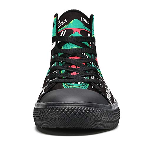 Josid High Top Sneakers para Hombres Dinosaurio con Eslóganes Frescos Moda Cordones Zapatos de Lona Casual Zapatos de Caminar, (Multi color), 43.5 EU