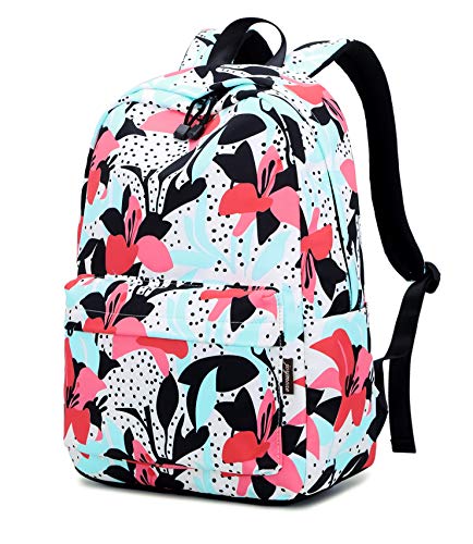 Joymoze Mochila Escolar Moderna Resistente al Agua para niña Bolsa para portátil de 15,6 Pulgadas Flor de la Vendimia