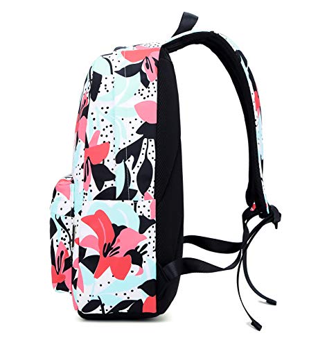 Joymoze Mochila Escolar Moderna Resistente al Agua para niña Bolsa para portátil de 15,6 Pulgadas Flor de la Vendimia