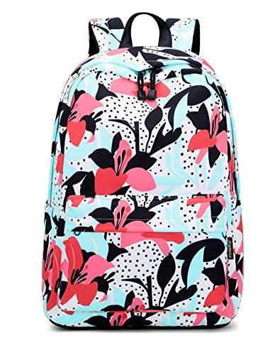 Joymoze Mochila Escolar Moderna Resistente al Agua para niña Bolsa para portátil de 15,6 Pulgadas Flor de la Vendimia