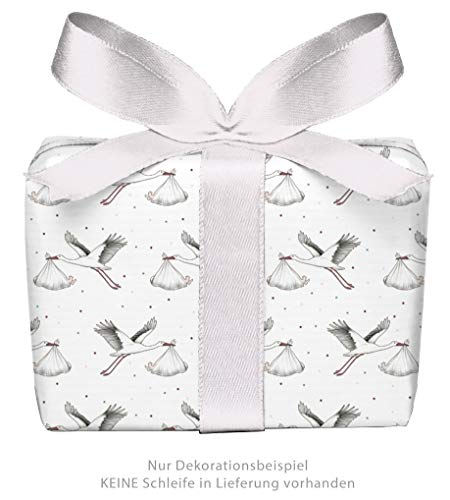 Juego de 5 unidades: 5 hojas de papel de regalo para nacimiento con bebé blanco • Embalaje regalos para nacimiento bautizo felicitación • Formato: 50 x 70 cm