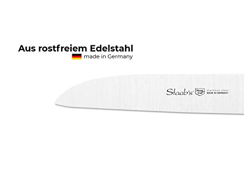 Juego de 6 cuchillos de verduras Staab's (hoja de 8 cm de largo, cuchillo de fruta, cuchillo multiusos de cocina, muy afilado, hoja recta, mango ergonómico), fabricado en Alemania (rojo)