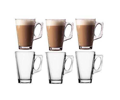 Juego de 6 vasos – tazas de cristal tazas para café o té – 250 ml – 11 cm de alto