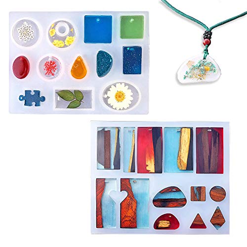 Juego de 94 moldes de resina y herramientas, kit de fabricación de joyas moldes de resina de silicona con taladro y bolsa de resina epoxi Kit kits de resina para principiantes