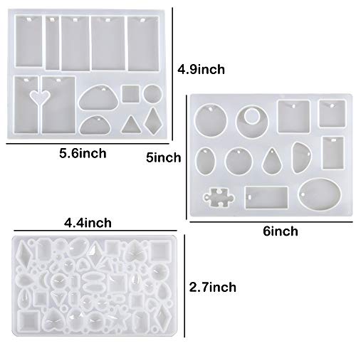 Juego de 94 moldes de resina y herramientas, kit de fabricación de joyas moldes de resina de silicona con taladro y bolsa de resina epoxi Kit kits de resina para principiantes